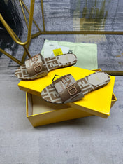 FF 5 Brown Grey Canvas Slide