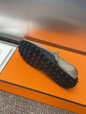 KICHU BALLET FLAT IN MOCHA BROWN CROCHET KNIT AND CALFSKIN