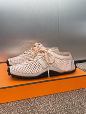 KIGA SNEAKER IN LIGHT PINK CROCHET KNIT AND CALFSKIN