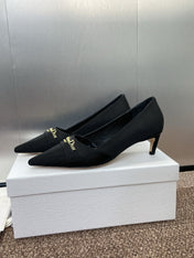 MY DD 25S HIGH HEEL 55MM IN BLACK FABRIC GOLD LOGO