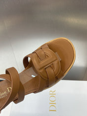 D-CLUB HIGH HEEL SLIDE 25S 55MM IN BROWN CALFSKIN