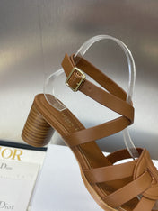 D-CLUB HIGH HEEL SLIDE 25S 55MM IN BROWN CALFSKIN