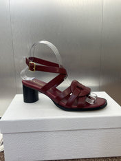D-CLUB HIGH HEEL SLIDE 25S 55MM IN BURGUNDY RED CALFSKIN