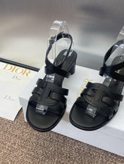 D-CLUB HIGH HEEL SLIDE 25S 55MM IN BLACK CALFSKIN