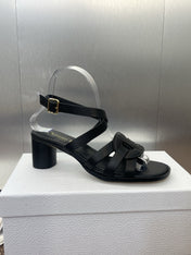 D-CLUB HIGH HEEL SLIDE 25S 55MM IN BLACK CALFSKIN