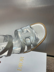 D-CLUB HIGH HEEL SLIDE 25S 55MM IN SILVER GLOSSY CALFSKIN