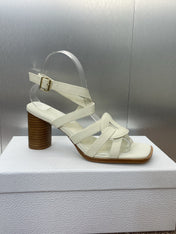 D-CLUB HIGH HEEL SLIDE 25S 80MM IN WHITE CALFSKIN