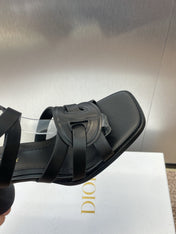 D-CLUB HIGH HEEL SLIDE 25S 80MM IN BLACK CALFSKIN