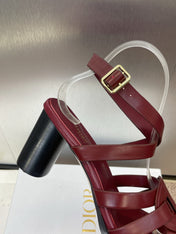 D-CLUB HIGH HEEL SLIDE 25S 80MM IN BURGUNDY RED CALFSKIN