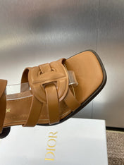 D-CLUB HIGH HEEL SLIDE 25S 80MM IN BROWN CALFSKIN