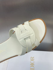 D-CLUB SLIDE SANDAL 25S IN WHITE CALFSKIN