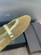 ALAIA MARY JANE FLAT 25S IN GOLD MESH CALFSKIN
