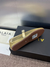 ALAIA MARY JANE FLAT 25S IN GOLD MESH CALFSKIN