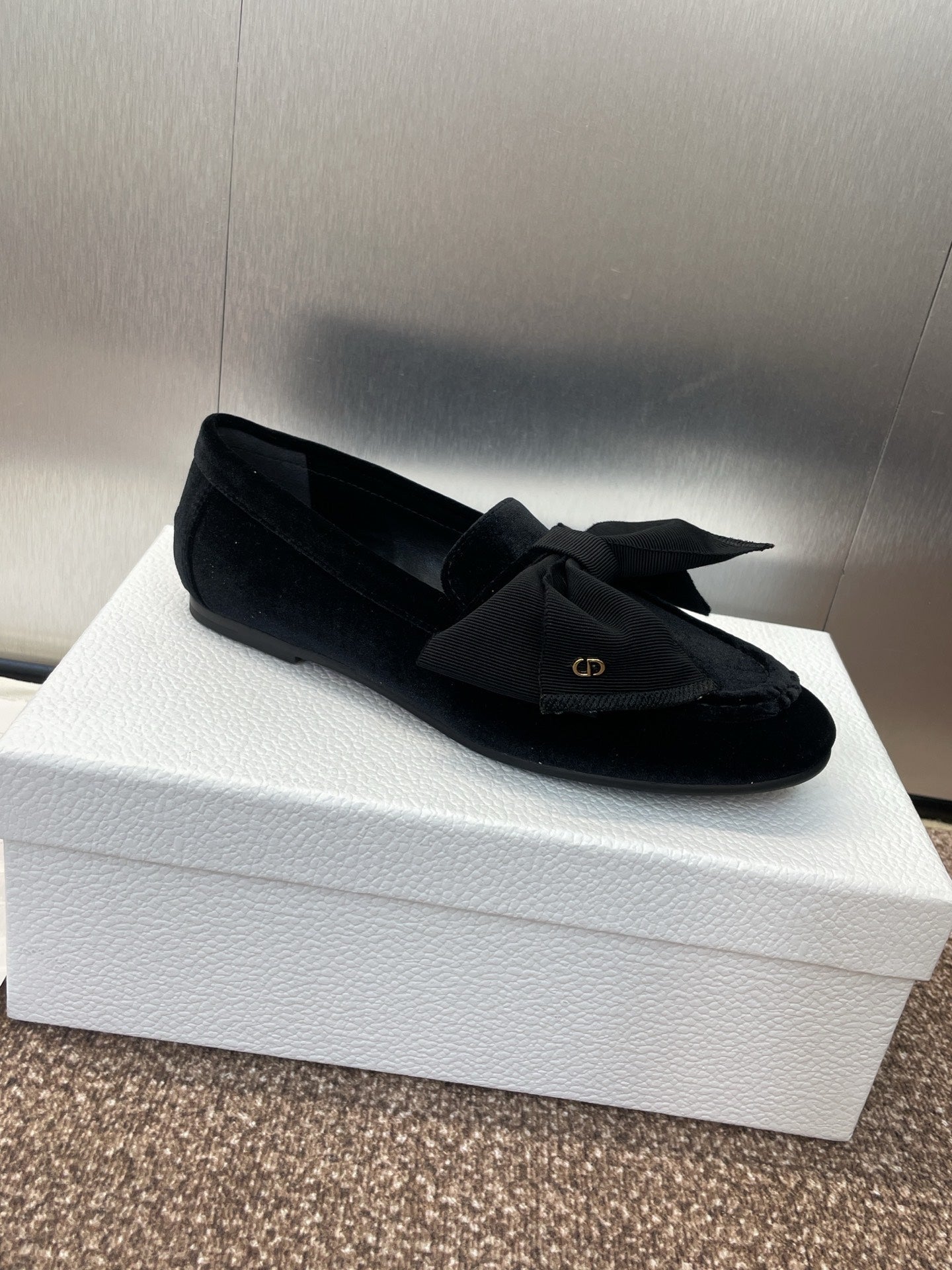 DIOR 25S LOAFER IN BLACK VELVET AND GROSGRAIN