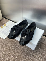 DIOR 25S LOAFER IN BLACK PATENT CALFSKIN AND GROSGRAIN