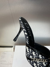 DIOR 25S HIGH HEELS PUNK 85MM IN BLACK WHITE CALFSKIN AND CANVAS