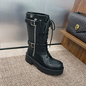 DIOR 25S D-MAJOR SERIES PUNK BOOTS 45MM IN BLACK CALFSKIN