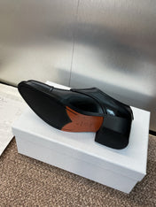 DIOR 25S D-IVIERA SERIES LOW-CUT DEEP VAMP LOAFERS 35MM IN BLACK GLOSSY CALFSKIN