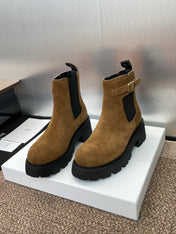 CELINE 26S ANKLE BOOTS 45 MM IN BROWN SUEDE