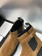 CELINE 26S ANKLE BOOTS 45 MM IN BROWN SUEDE