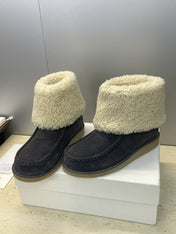 CHLOÉ 26S SHEARLING BOOTS IN CHARCOAL GREY SUEDE