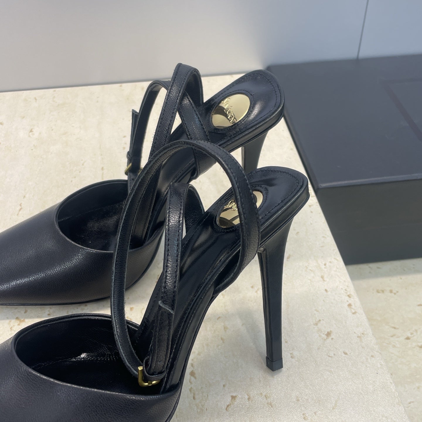 YSL 26S HEELED SANDALS 95 MM IN BLACK CALFSKIN STYLE 1