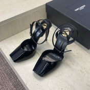 YSL 26S HEELED SANDALS 95 MM IN BLACK CALFSKIN