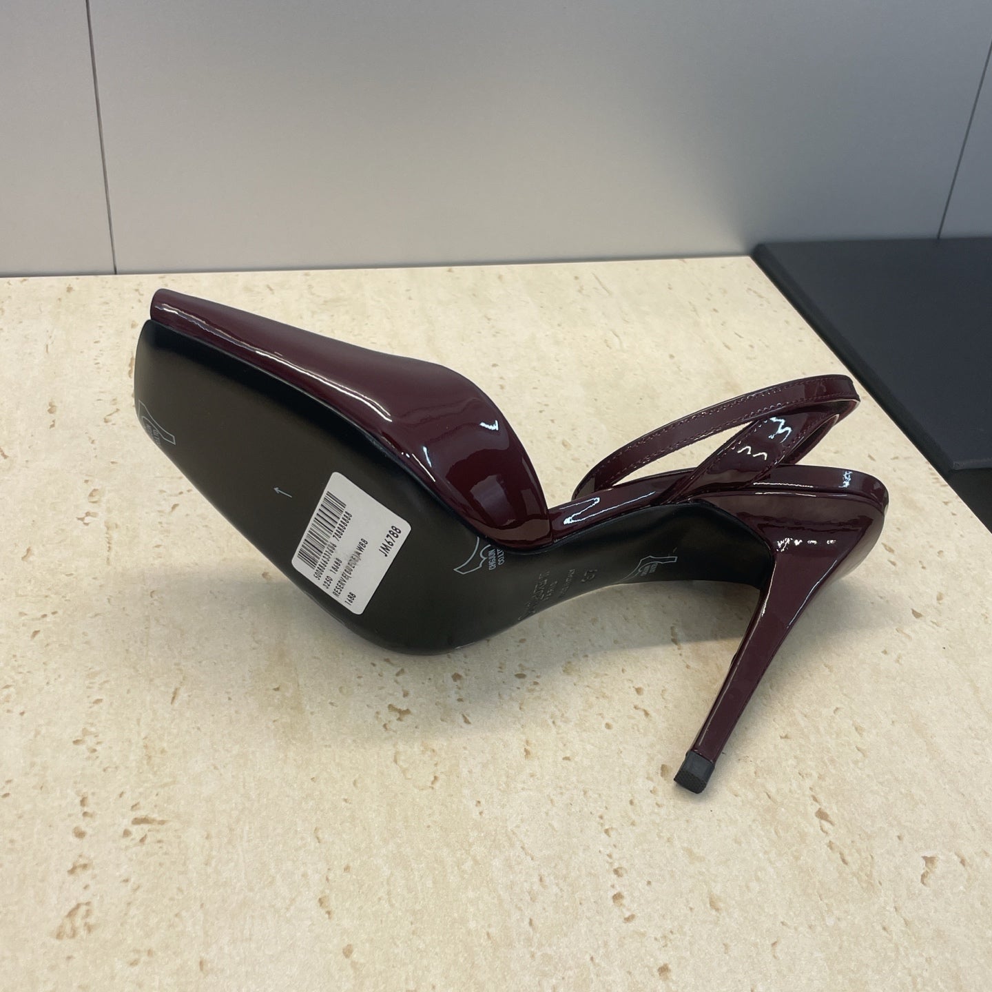 YSL 26S HEELED SANDALS 95 MM IN DARK RED CALFSKIN