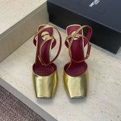 YSL 26S HEELED SANDALS 95 MM IN GOLD CALFSKIN