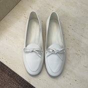 CELINE 26S BALLET FLATS IN WHITE LAMBSKIN WITH BOW