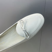 CELINE 26S BALLET FLATS IN WHITE LAMBSKIN WITH BOW