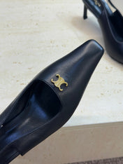 CELINE 26S SLINGBACK HEELS 65 MM IN BLACK CALFSKIN