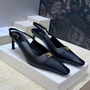CELINE 26S SLINGBACK HEELS 65 MM IN BLACK CALFSKIN