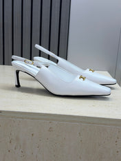 CELINE 26S SLINGBACK HEELS 65 MM IN WHITE CALFSKIN
