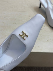 CELINE 26S SLINGBACK HEELS 65 MM IN WHITE CALFSKIN