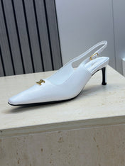 CELINE 26S SLINGBACK HEELS 65 MM IN WHITE CALFSKIN
