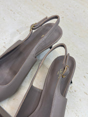 CELINE 26S SLINGBACK HEELS 65 MM IN BEIGE GREY CALFSKIN