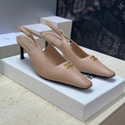 CELINE 26S SLINGBACK HEELS 65 MM IN NUDE BEIGE CALFSKIN