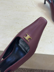 CELINE 26S SLINGBACK HEELS 65 MM IN DARK RED CALFSKIN