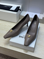 CELINE 26S HIGH HEELS 65 MM IN BEIGE GREY CALFSKIN
