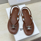 CELINE 26S THONG SANDALS IN BROWN CALFSKIN