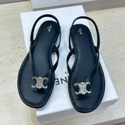 CELINE 26S THONG SANDALS IN BLACK CALFSKIN