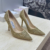 JIMMY CHOO 26S HIGH HEELS 95 MM IN GOLD CRYSTAL-EMBELLISHED