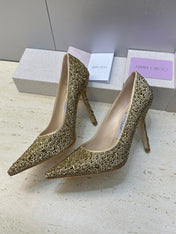 JIMMY CHOO 26S HIGH HEELS 95 MM IN GOLD CRYSTAL-EMBELLISHED