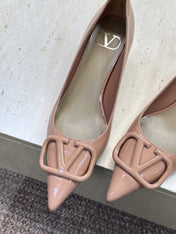 VALENTINO 26S HIGH HEELS 40 MM IN NUDE PATENT CALFSKIN