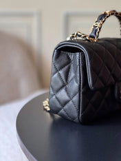 CHANEL 25S FLAP BAG 20 CM IN BLACK CAVIAR LEATHER WITH GOLD HARDWARE