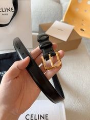 CELINE 25S BELT 25MM IN BLACK CALFSKIN GOLD HARDWARE 561796