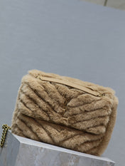NIKI MEDIUM 28 IN DARK BEIGE RABBIT FUR