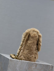 NIKI MEDIUM 28 IN DARK BEIGE RABBIT FUR