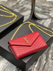 YL WOC 22 RED CHEVERON CAVIAR GOLD HARDWARE
